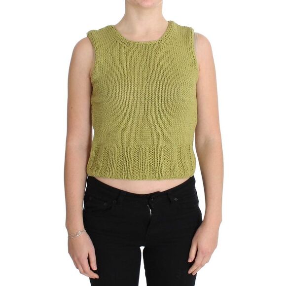 PINK MEMORIES Knit Sleeveless Crop Top Women Green Sweaters - Picture 1 of 6